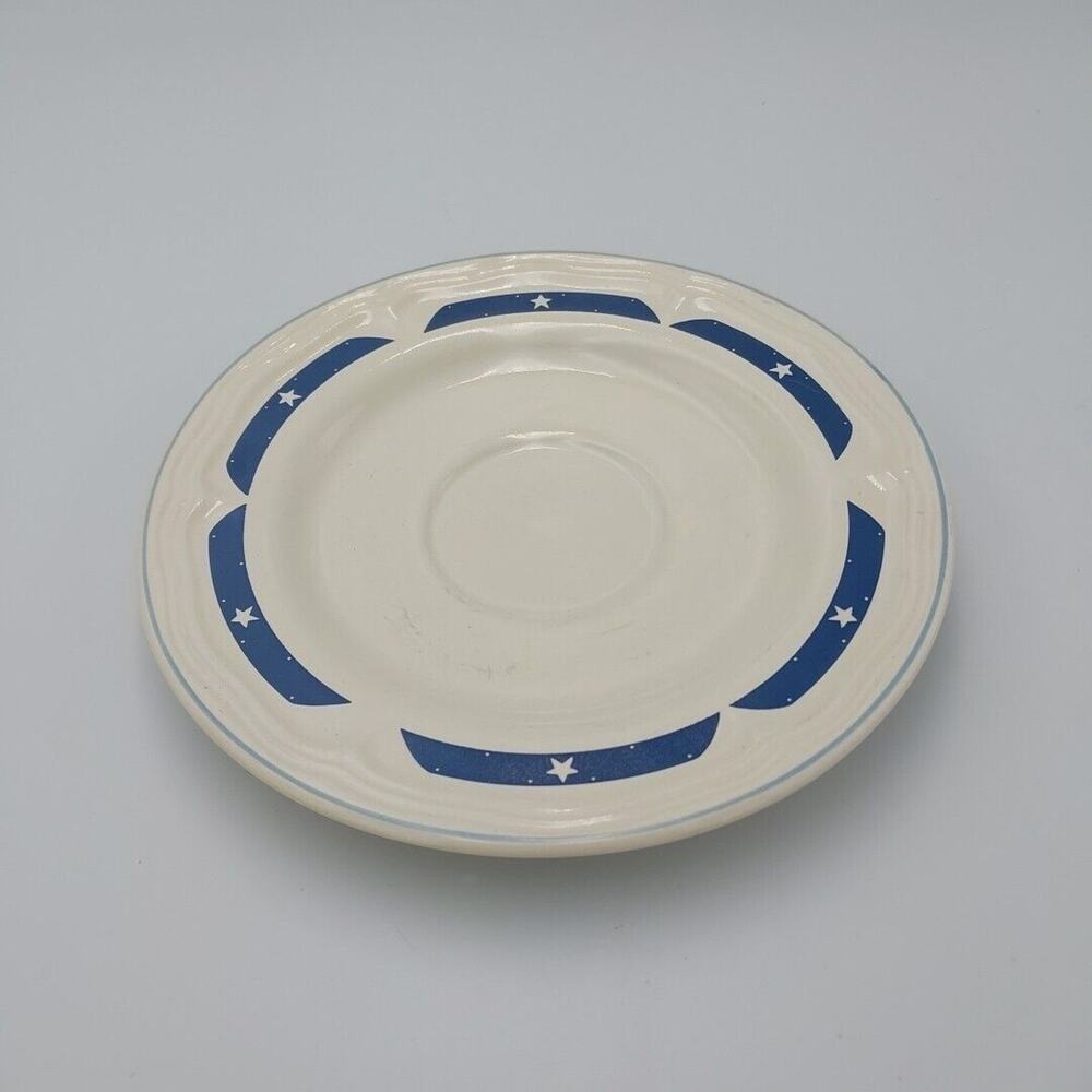 Tienshan Stoneware white &‎ Blue Saucer from the Fantasy Unicorn Set VTG